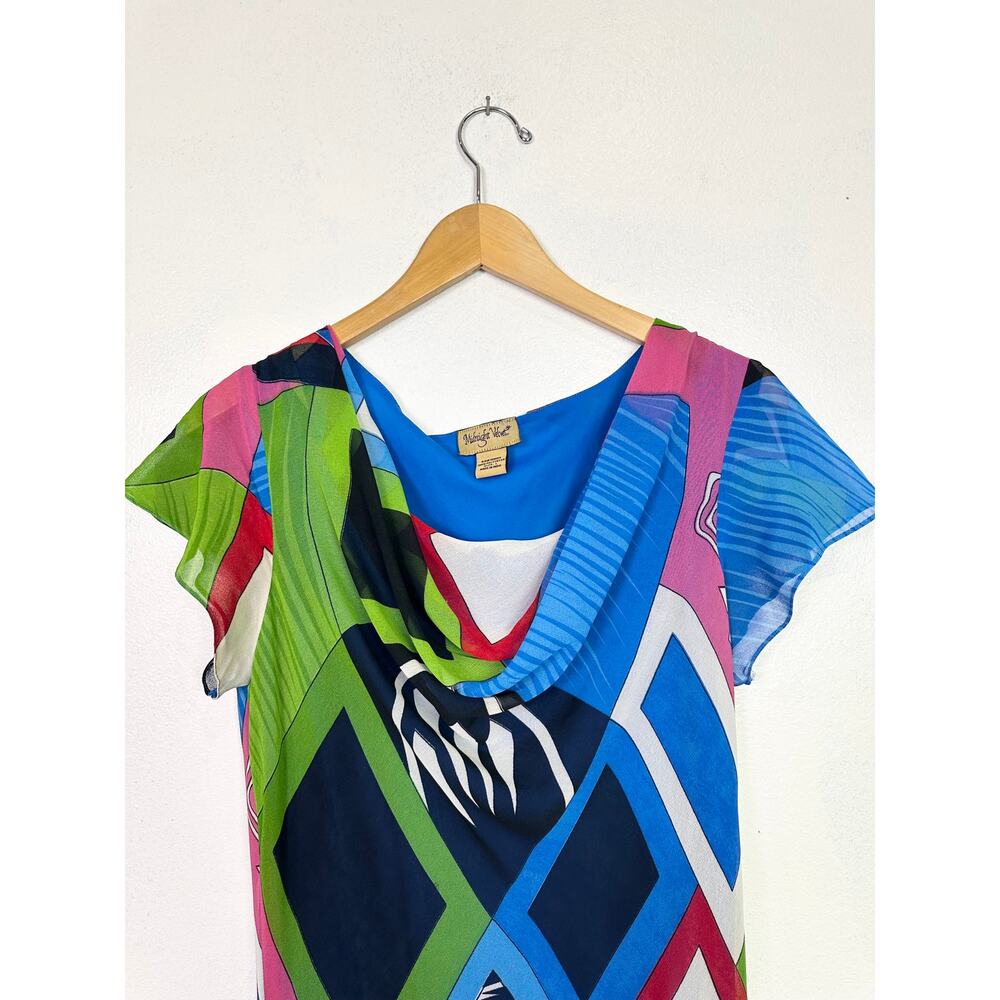 Y2K Colorful Bias Cut Flutter Dress size large - Picture 3 of 8